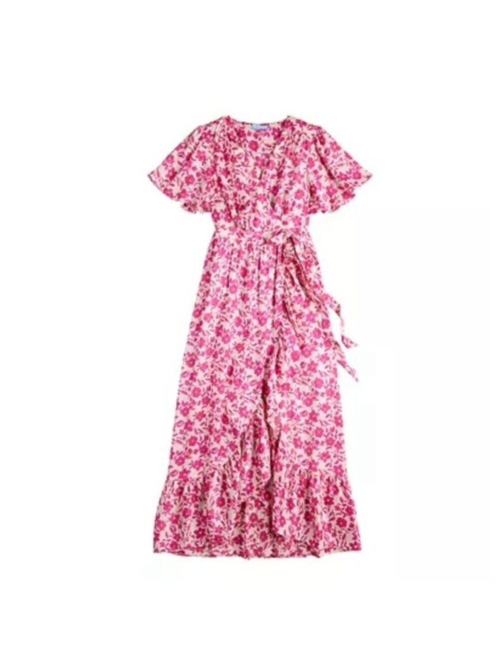 Draper James Floral Wrap Hi Low Maxi Dress Pink S Feminine Cottage Preppy Chic